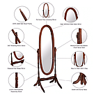 Дзеркало підлогове овальне з дерев'яною рамою, обертове MS-8007-C, фото 7