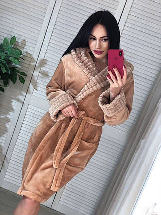 Жіночий плюшевий і дуже м'який домашній халат, фото 1