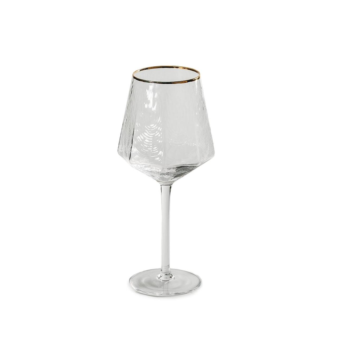 Келих для вина REMY-DECOR скляний Arctic Air 600 мл прозорого кольору із золотим кантом для дому та весілля