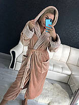 Жіночий плюшевий і дуже м'який домашній халат, фото 2