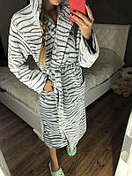 Халат сірий у смужку домашній довгий