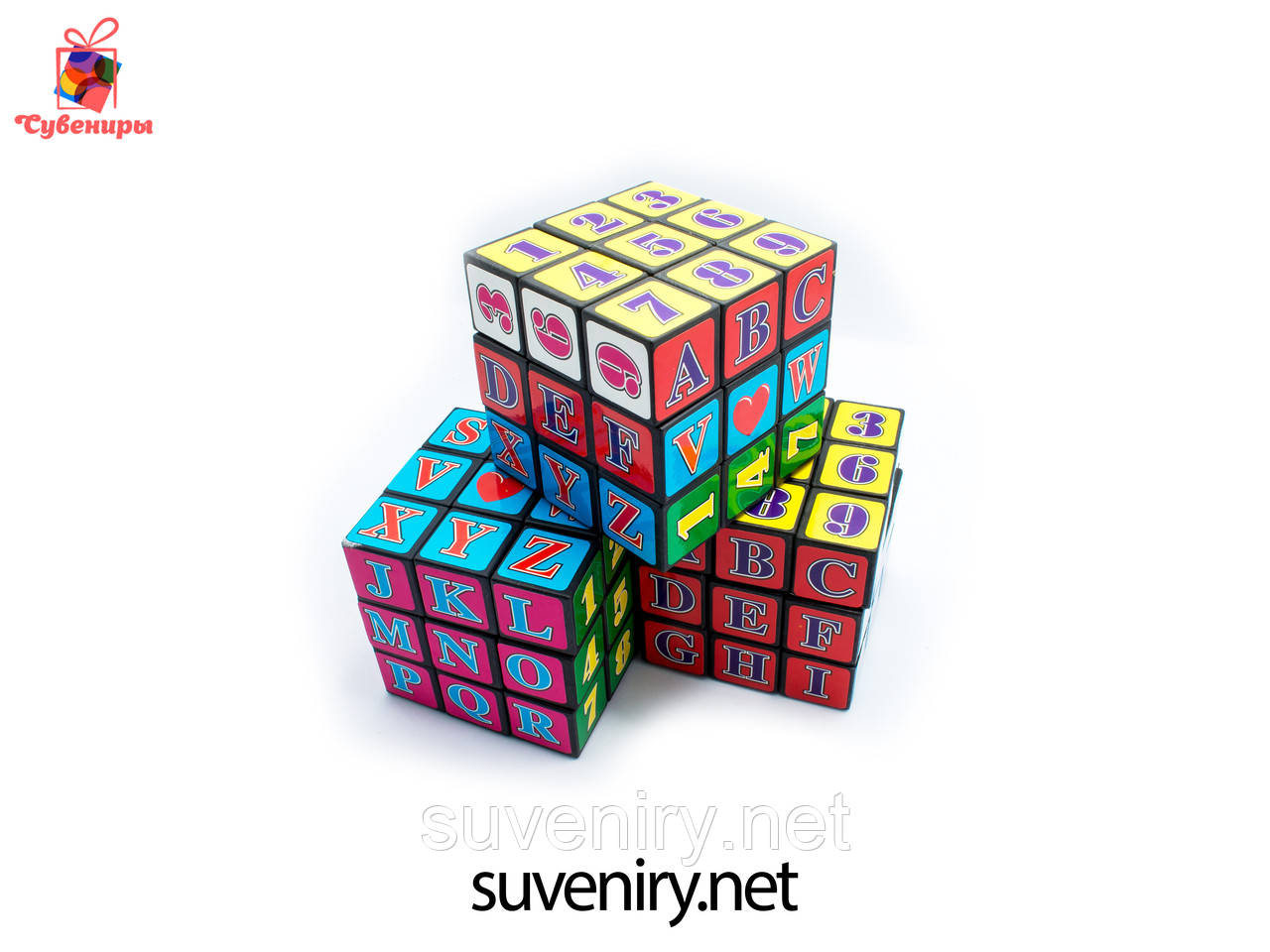 Дитяча розвиваюча іграшка Кубик-рубік з буквами і цыфрами