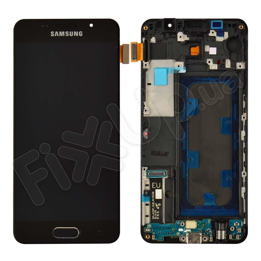 Дисплей для Samsung A310F Galaxy A3 (2016) з тачскріном і рамкою в зборі, колір чорний, TFT з регулир