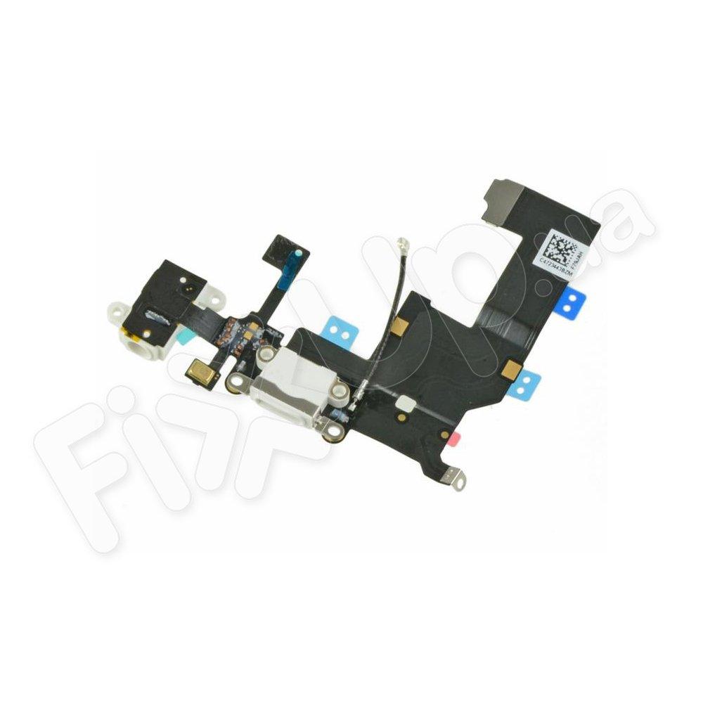 Шлейф з роз'ємом зарядки і гарнітури для iPhone 5, колір білий