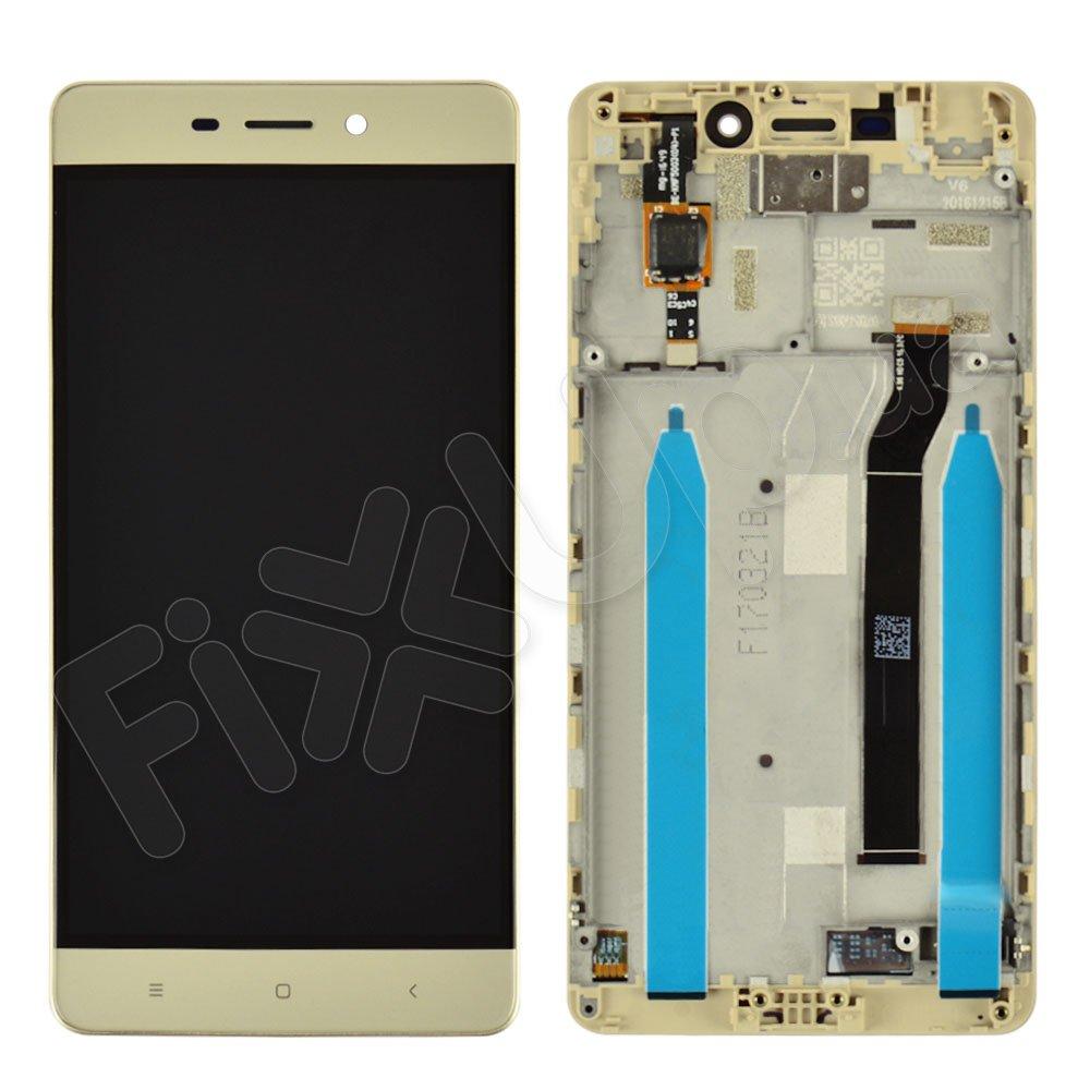 Дисплей для Xiaomi Redmi 4 з тачскріном і рамкою в зборі, колір золотий, оригінал