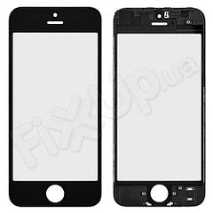 Скло корпусу для iPhone 5, з рамкою, колір чорний