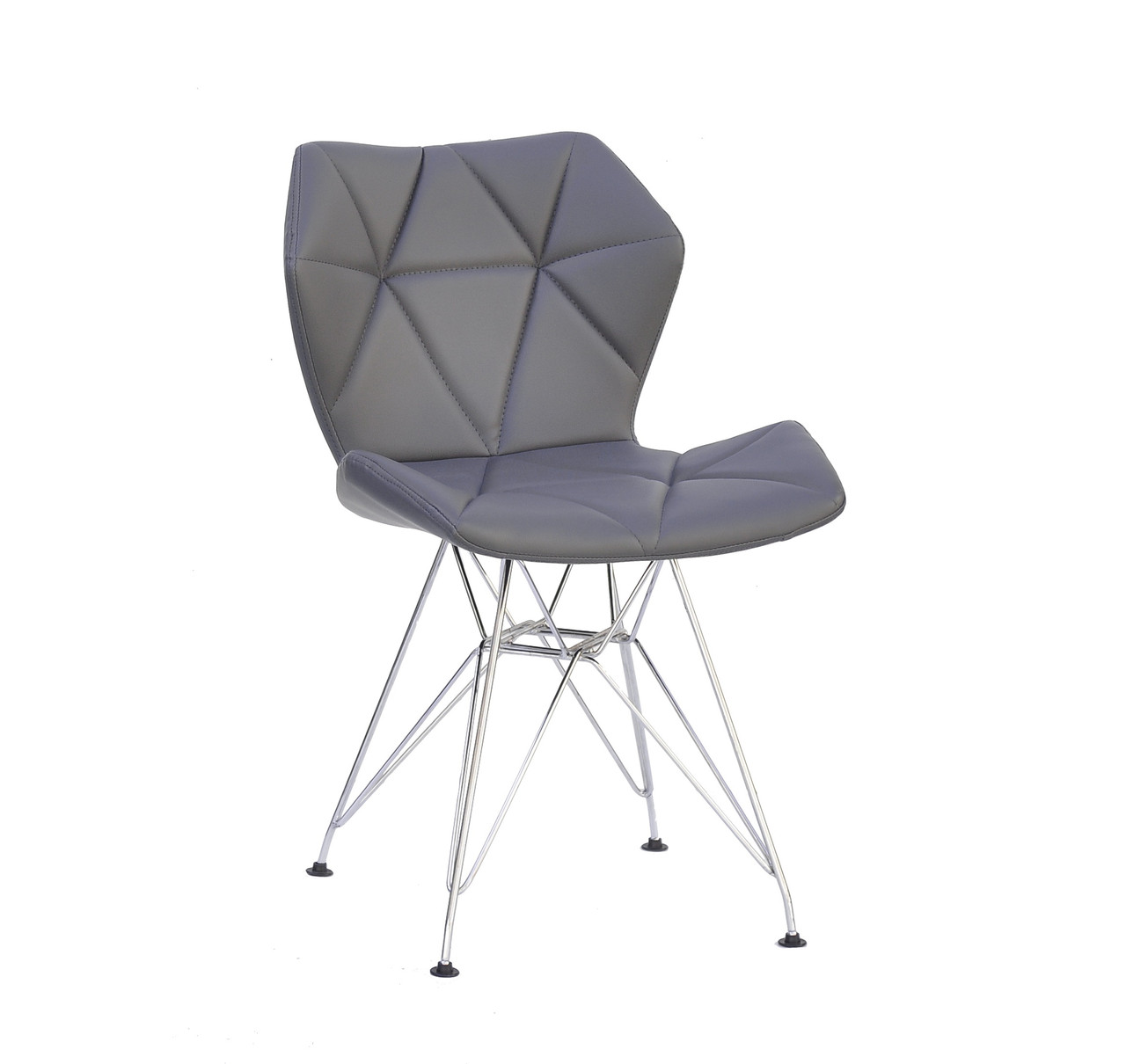 Стильний і сучасний сірий стілець еко-шкіра Greg CH-ML на металевих ніжках