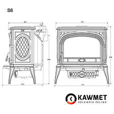Чавунна піч KawMet S6 (13.9 KW) Premium SPHINX з вторинним допалюванням, фото 3