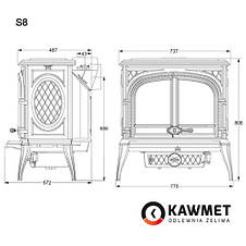 Чавунна піч KawMet S8 (13.9 KW) Premium HELIO з вторинним допалюванням, фото 3