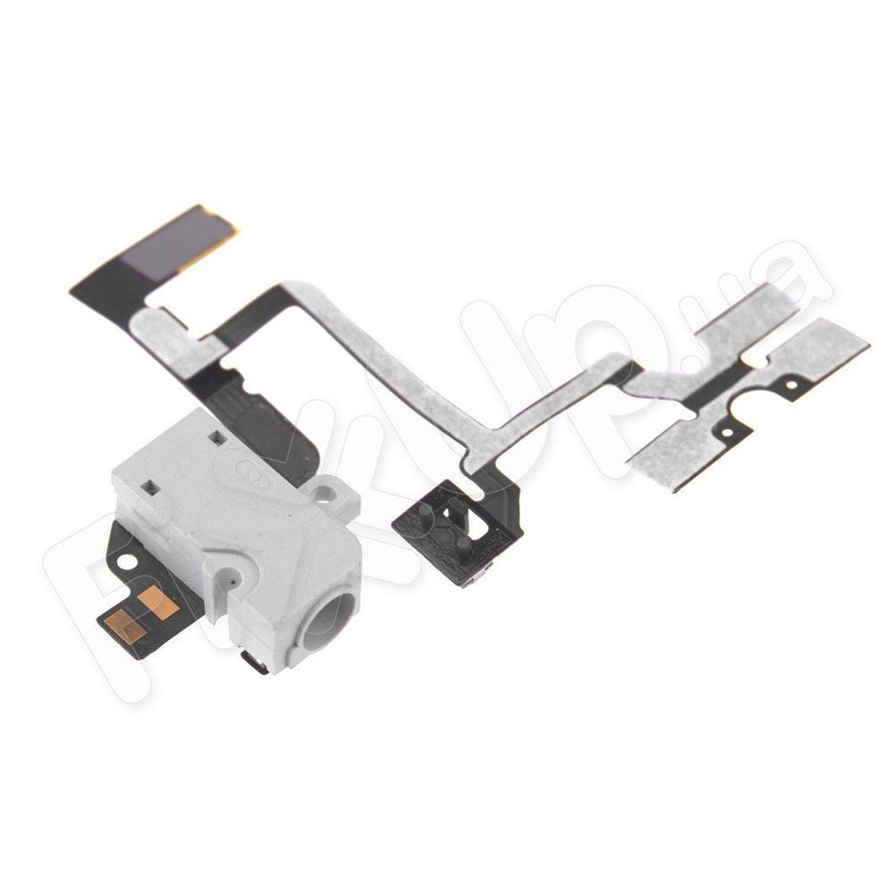 Шлейф для iPhone 4 з роз'ємом гарнітури (білий) і кнопками регулювання гучності