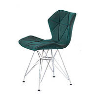 Мягкий, уютный бархатный зеленый стильный и современный стул Greg CH-ML на металлически ножках