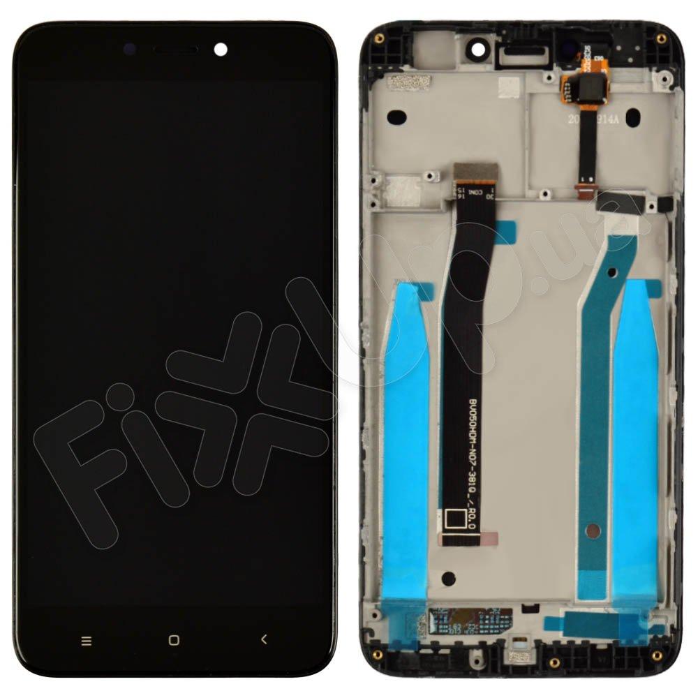 Дисплей для Xiaomi Redmi 4X з тачскріном і рамкою в зборі, колір чорний, оригінал
