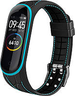 Силиконовый ремешок Cobra для Mi Band 4 Black Blue (Сяоми Ми Бэнд 4)