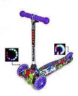 Самокат детский трехколесный Scale Sports со светящимися колесами MINI-PRINT Графити