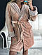 Коричневий жіночий теплий плюшевий домашній халат, фото 7