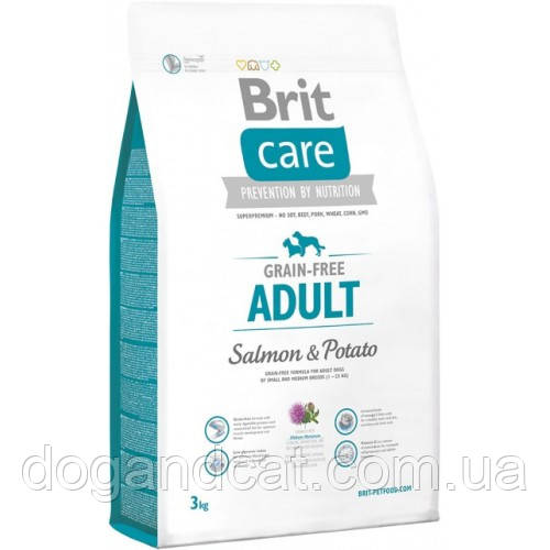 Сухой корм Brit Care Dog Grain-free Adult для собак малых и средних пород беззерновой с лососем 3 кг - фото 2 - id-p1278227843