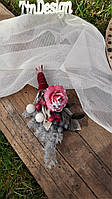 Бутон'єрка весільна із засніженою трояндою. Зимова бутон'єрка для молодого