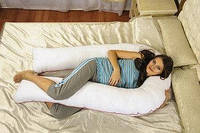 Белая U образная подушка для беременных, длина 150см. Без наволочки
