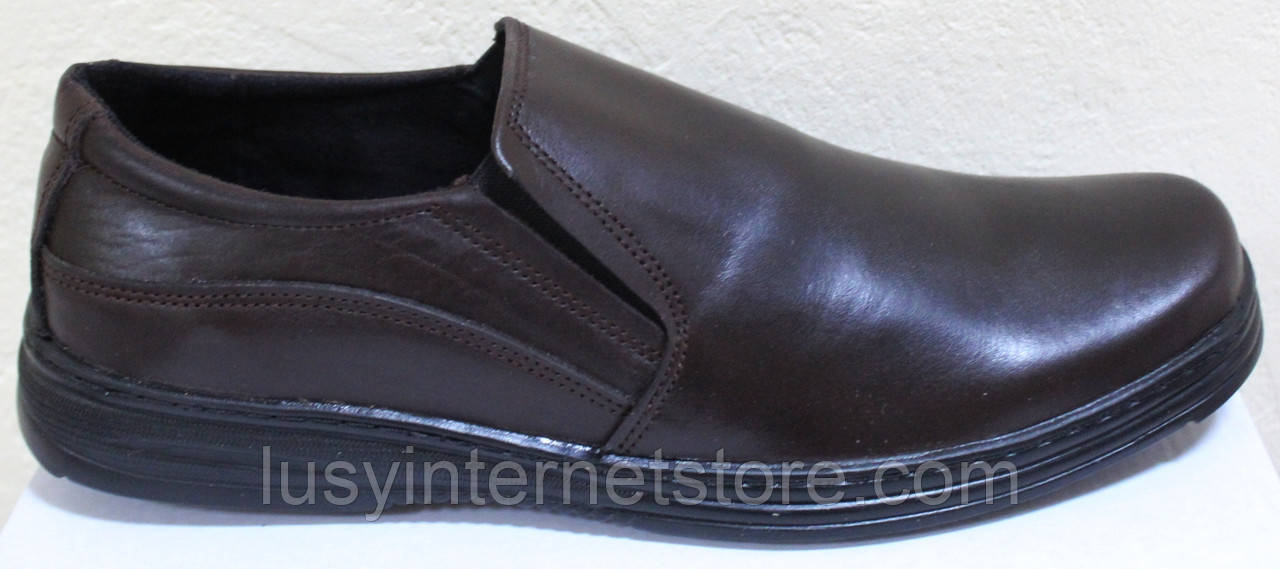 Чоловічі туфлі зі шкіри коричневі від виробника модель АМТ100кор, фото 1