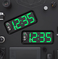Годинник настільний із зеленим підсвічуванням HLV DT-6508 7143 Black (N014574), фото 5