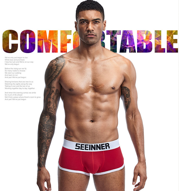 Боксери Seeinner червоного кольору з білою окантовкою, фото 1