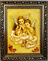 Ікона з бурштину Ангелочки і-124 15*20