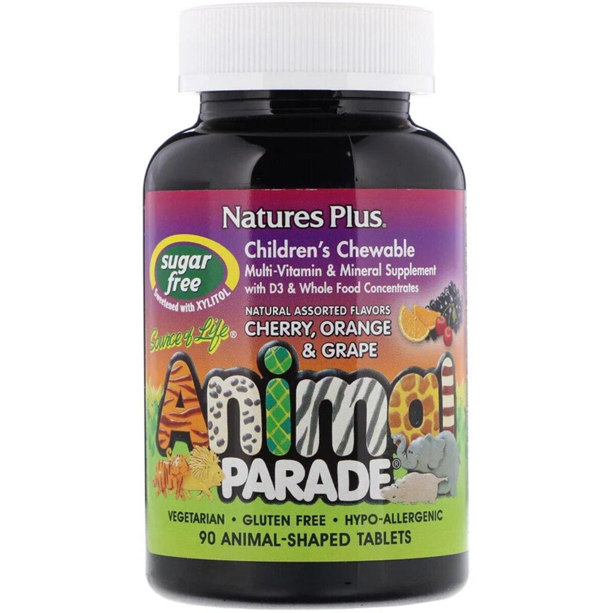 Мультивітаміни для Дітей, Смак Асорті, Source of Life, Animal Parade, Natures Plus, 90 таблеток у формі тварин