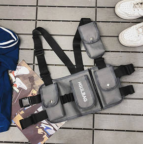 Нагрудна Поясна Сумка Бронежилет Розвантаження City-A Hgul+Bag 4 кишені Сірий, фото 1