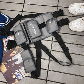 Нагрудна Поясна Сумка Бронежилет Розвантаження City-A Hgul+Bag 4 кишені Сірий, фото 3