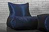 Набір безкаркасних м'яких меблів темно-синього кольору (крісло груша, диван, пуф), фото 6