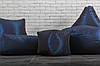 Набір безкаркасних м'яких меблів темно-синього кольору (крісло груша, диван, пуф), фото 8