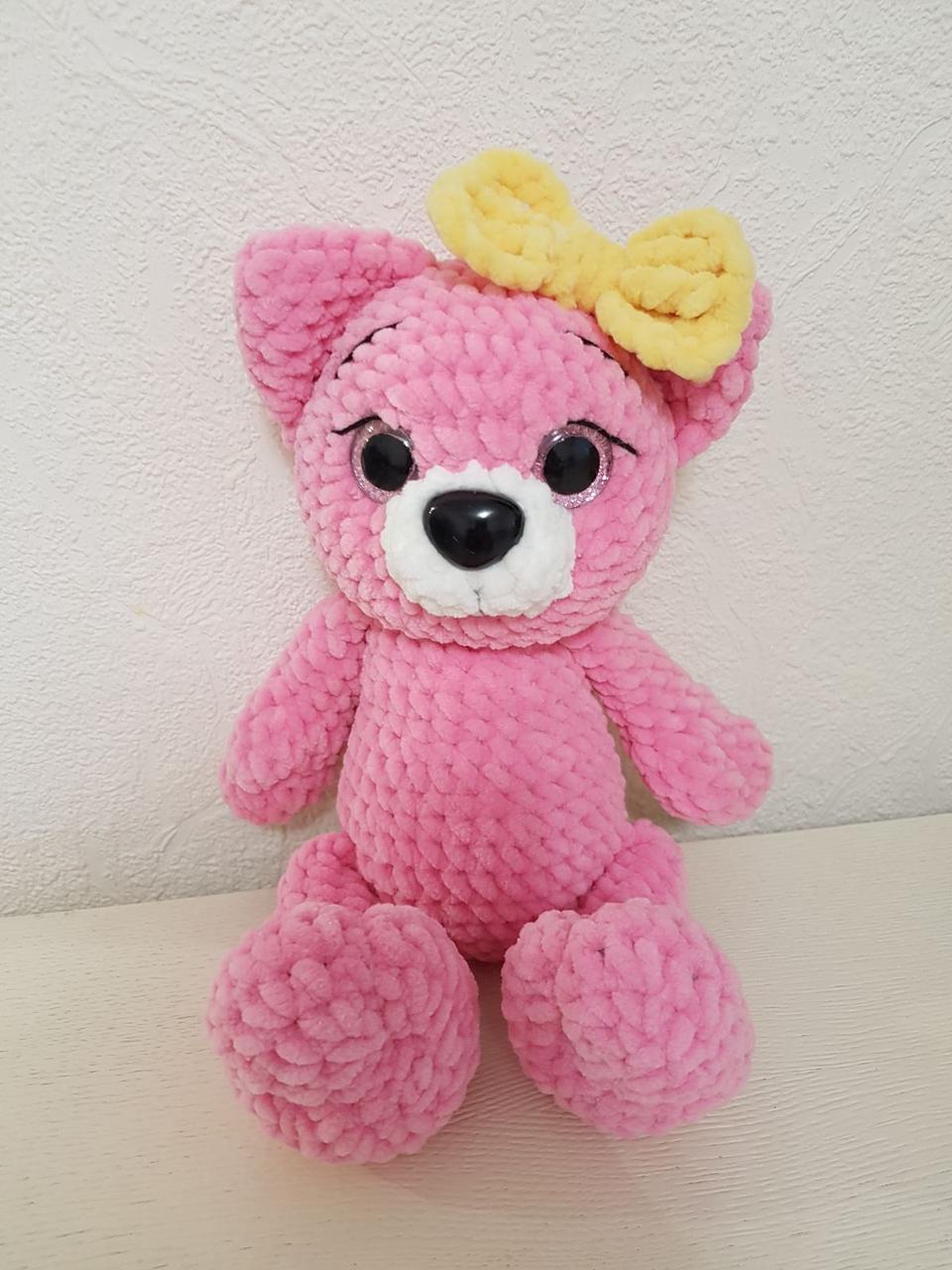 М'яка іграшка котик із плюшевої пряжі 25 cm