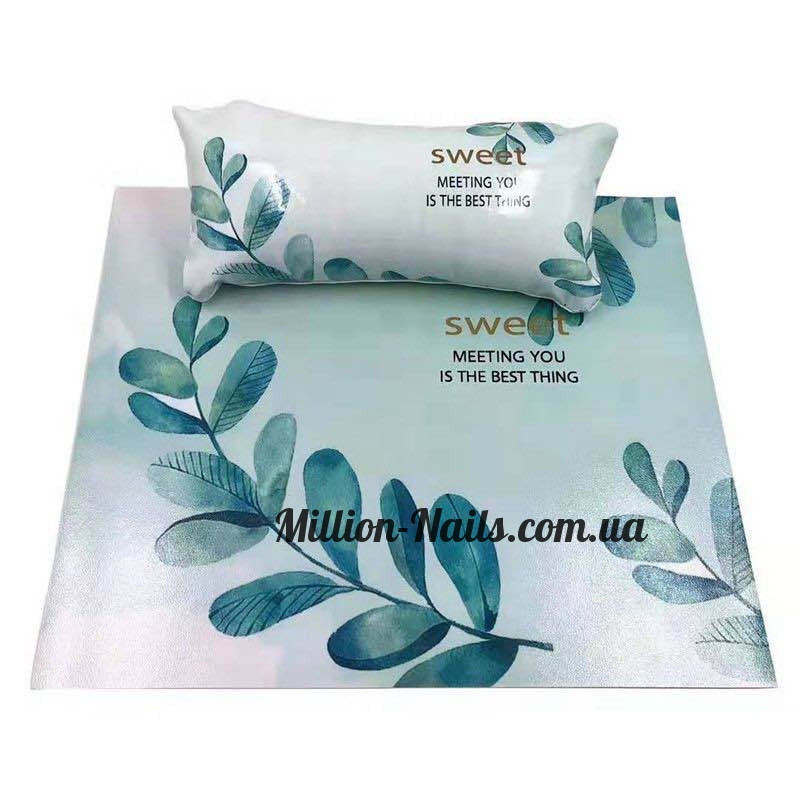 Підлокітник для манікюру з килимком, з малюнками (Листя)