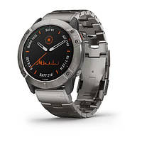 Смарт-часы Garmin Fenix 6X Pro Solar титановые серебристые с титановым ремешком