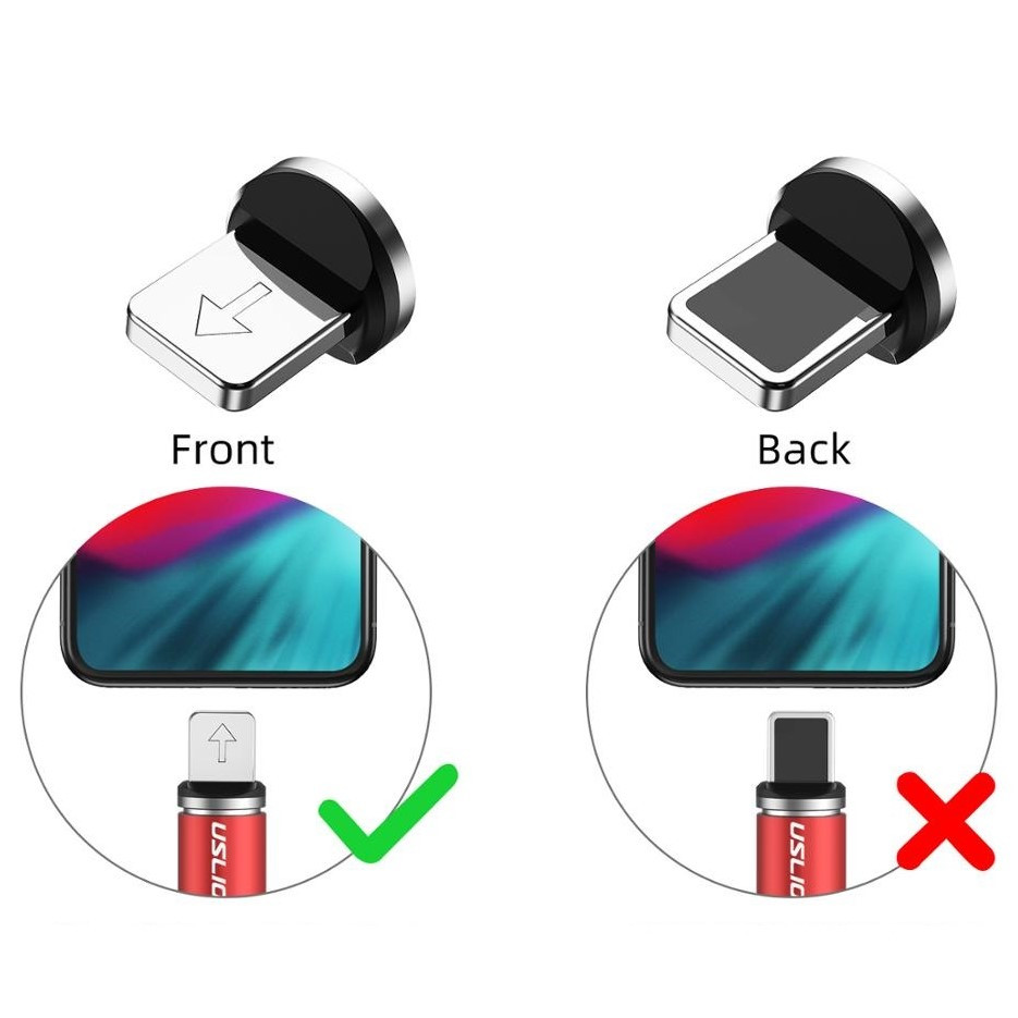 Магнитная зарядка с передачей данных USLION магнитный кабель Iphone (Айфон) Lightning/USB 3A с подсветкой, 1 м - фото 4 - id-p1278502907