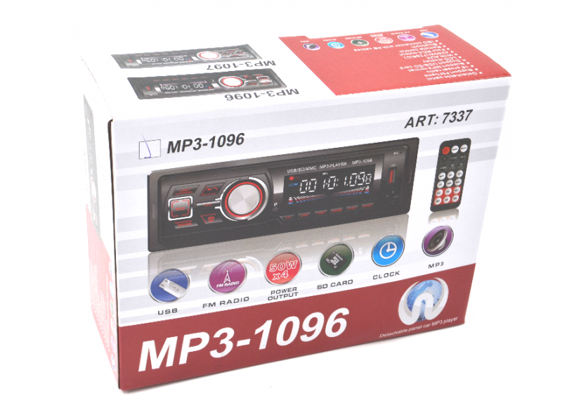 Автомагнітола 1 дин MP3 1096 BT знімна панель ISO