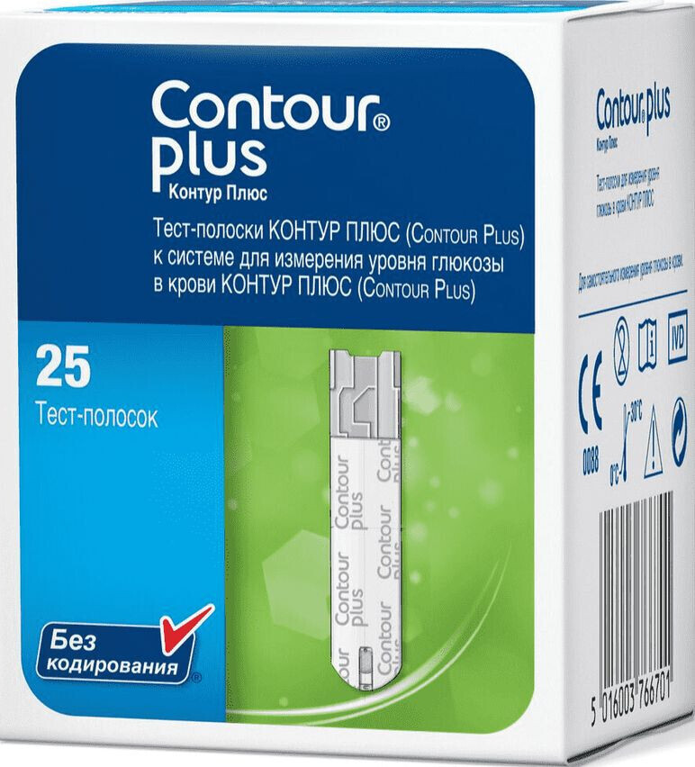 Тест-смужки CONTOUR PLUS (Контур Плюс), 25 шт.