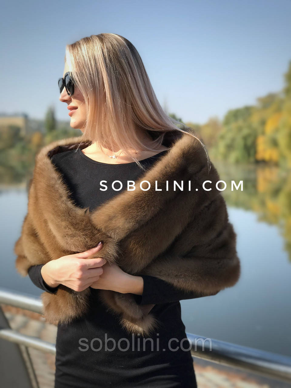 Палантин із лісової куниці, довжина 120 см