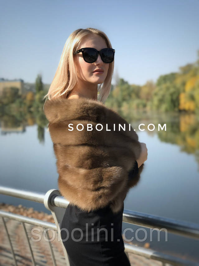 палантин из песца пудра 