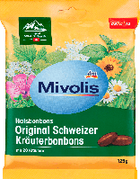 Швейцарские травяные сладости Mivolis Original Schweizer Kräuterbonbons, 125 гр.(31шт)