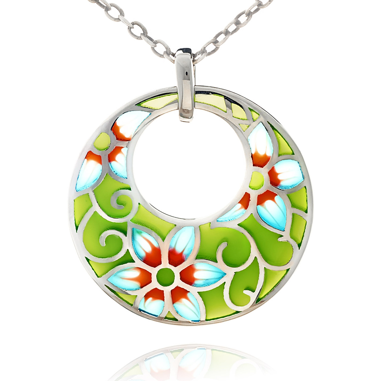 Підвіска срібна жіноча 925 проби з емаллю, прикраса зі срібла на шию для дівчини, фото 1