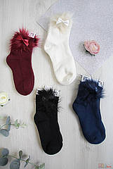 ОПТОМ Шкарпетки махрові з хутром і бантиком для дівчинки 35-40р. (24-26(38-40) см.)  Pier Lone 2125000690773