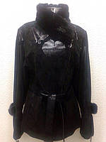 Кожаная женская куртка черная в лазерном накате