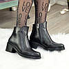 Черевики жіночі класичні шкіряні на невисокому стійкому каблуці, фото 3