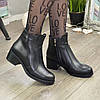 Черевики жіночі класичні шкіряні на невисокому стійкому каблуці, фото 4