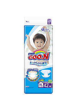 Підгузки GOO.N для дітей 12-20 кг (розмір Big (XL), на липучках, унісекс, 42 шт) 843132