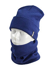 Вязаная шапка с Buff снуд КАНТА унисекс размер взрослый, синий (OC-068)