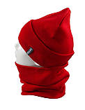 Вязаная шапка с Buff снуд КАНТА унисекс размер взрослый, красный (OC-095), фото 2
