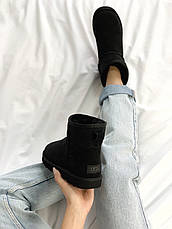 Жіночі чорні замшеві класичні натуральні UGG Australia Mini Black Classic Низькі UGG Мінізамш і овчин, фото 3