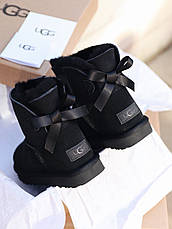 Жіночі чорні короткі зимові замшеві UGG Mini Bailey Bow II з бантом замш мініовчина уги, фото 6